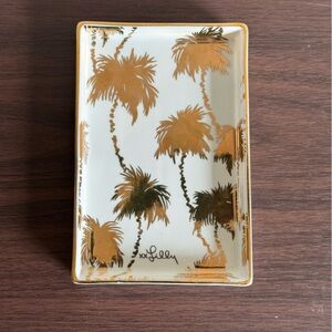 Lilly Pulitzer‎ Ceramic Tray Gold Palm Trees Trinket Jewelry Dish